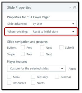 Slide Properties - Reset to Initial State